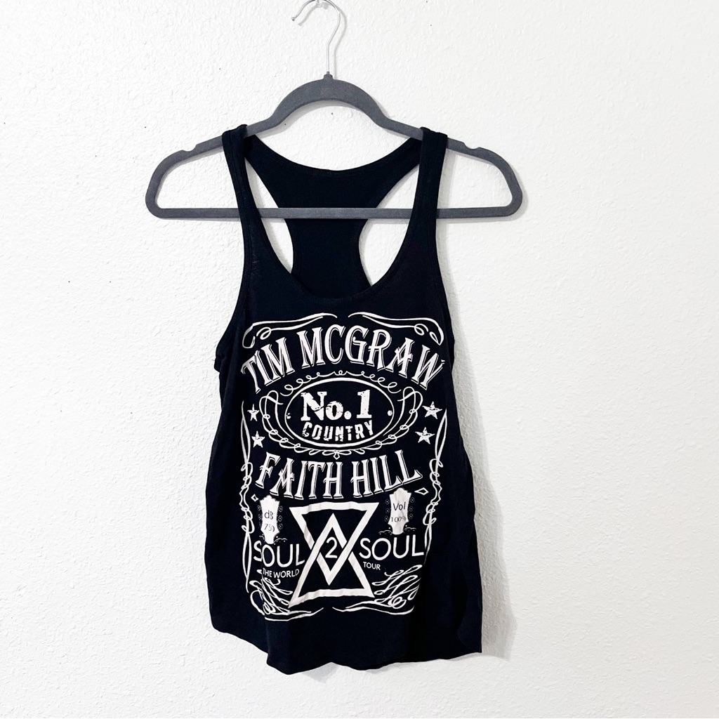 Tim Mcgraw Faith Hill Soul To Soul Concert Tank Top Black White Medium
